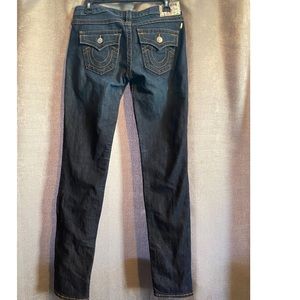 Women’s True religion dark navy blue jeans in excellent condition